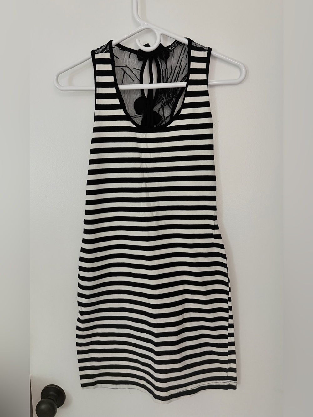 Sleeveless Black & White Striped Tank Dress